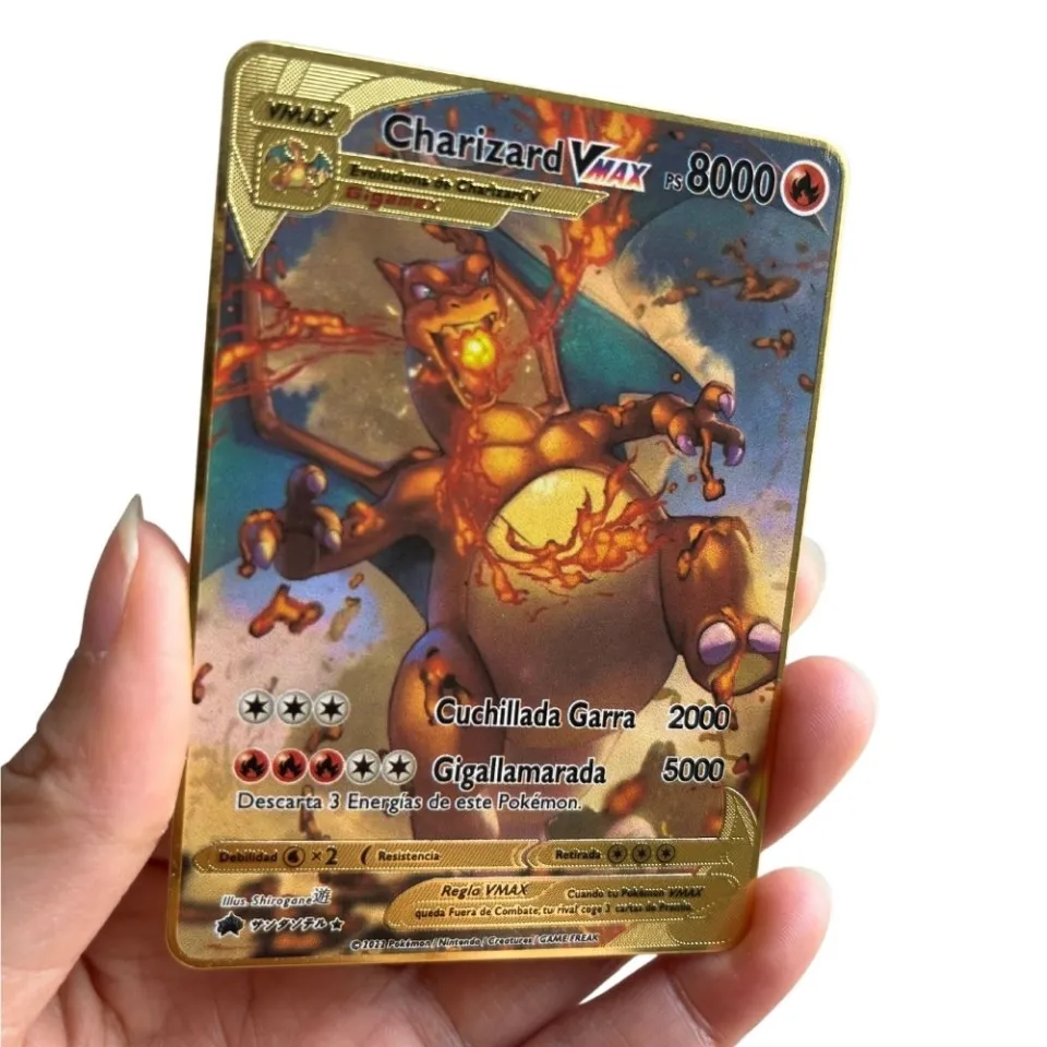 The latest Pokemon CardsVmax GX Gold Pocket Monster Card Spanish Iron Metal  Gift Game Collection Card