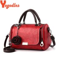 ℗ Yogodlns 2022 New flowers Pendant Handbag Women 39;s fashion Boston bags single shoulder bag ladies crossbody bag PU messenger bag