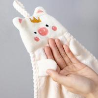 Cute Animal Shaped Baby Hand Towels Square Towels Wall Mounted Household Coral Velvet Hand Towels Children Adults Hand Towels