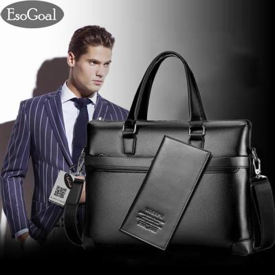 กระเป๋าเอกสารหนังของผู้ชายกระเป๋าถือแล็ปท็อปกระเป๋าสตางค์ผู้ส่งสาร EsoGoal มีกระเป๋าสตางค์หนัง