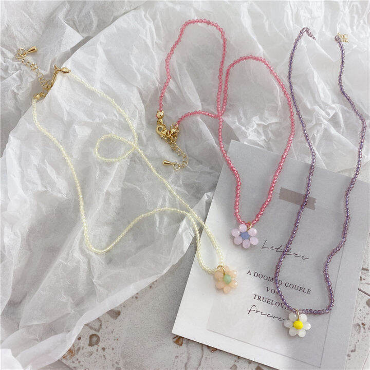 สร้อยคอลูกปัด-diy-ทำด้วยมือ1ชิ้นสายลูกปัดโบโฮเดซี่สไตล์วินเทจสร้อยคอแบบสั้นสีสันสดใสสำหรับเครื่องประดับคอปกของผู้หญิง