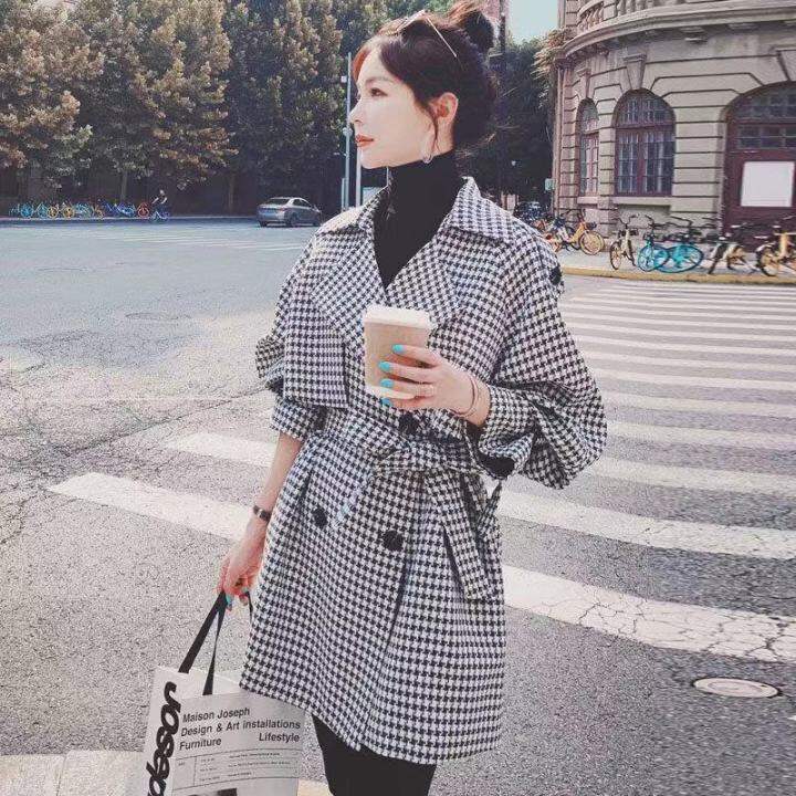 black and white plaid coat womens