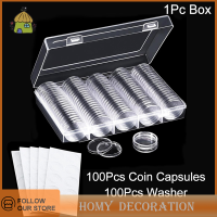 Shao 100pcs Coin Holder กรณีรอบแคปซูล CLEAR BOX Coin Collection Protector