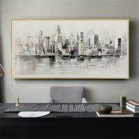 Demo Fashion Canvas Oil Paintings - White Mist New York-ภาพตกแต่งนามธรรมสำหรับห้องนั่งเล่น-Modern Wall Art Original