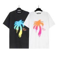 2023 NEWHigh Street Palm Angel ใหม่แฟชั่น Gradient ต้นมะพร้าวพิมพ์หลวมสบายๆแขนสั้น T-Shirt