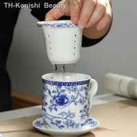 【hot】™℗ Chinese Cup Set with Saucer Lid Infuser 260ml Teacup Filter