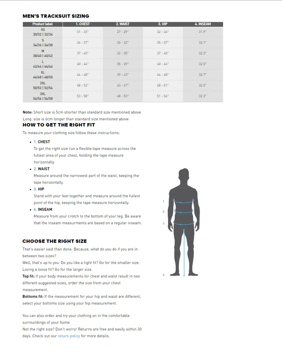 Sizing Guide for adidas  GolfOnline