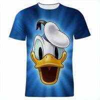 Disney Donald Duck Cartoon Retro 3D Printing Crew Neck T-Shirt Kawaii Short Sleeve T-Shirt Super Loose Street  T-Shirt