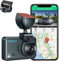 Grevceux Dual Dash Cam Front 4K and Rear 2K, Wi-Fi, GPS, Dash Camera for Cars with 3 Inches IPS Screen, Car Camera Driving Recorder with Night Vision, Parking Mode Gray