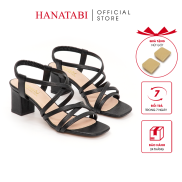 Hanatabi women s sandals 5cm high heels square toe cross straps higgles