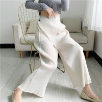 2023 Hot Miyake pants womens summer style spliced ​​high waist drape pleated straight pants loose slimming casual wide leg trousers