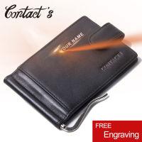Contacts 2021 New Fashion Men Wallets Genuine Leather Money Clips Zipper Design Coin Pocket Purse High Quality