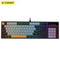 คีย์บอร์ดแบบมีสายสำหรับเล่นเกมระบบ USB RGB E-YOOSO Z14คีย์104และบราซิลโปรตุเกสสำหรับนักเล่นเกมคอมพิวเตอร์แล็ปท็อป