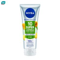 NIVEA นีเวีย เอ็กซ์ตร้า ไบรท์ 10 ซูเปอร์ วิตามิน สกิน ฟู้ด บอดี้ เซรั่ม ยูธ โพรเทค 180 มล.