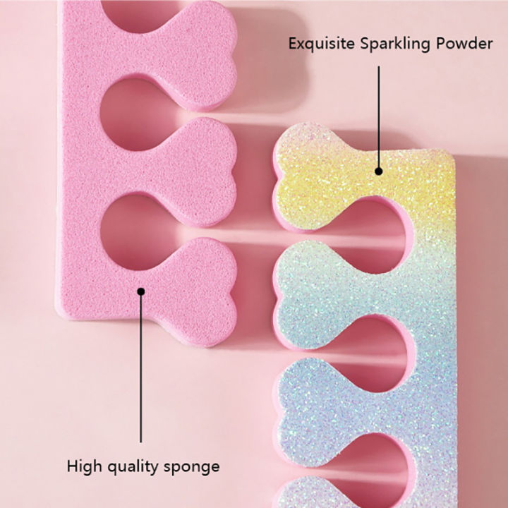 nansouf-ฟองน้ำสำหรับนิ้วมือแบบไล่ระดับสีสีชมพูอุปกรณ์ทำเล็บมือเล็บเท้า