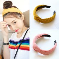 Pita Rambut Simpul Pita Warna Polos Katun Mode untuk Wanita Bando Garis Ornamen Bando Rambut Cuci Wajah Aksesori Rambut