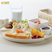 ?【Lowest price】WORE 3D sandwich Bear Face Mold Shaper เครื่องตัดขนมปังที่มี3การแสดงออกปลอดภัย DIY แม่พิมพ์