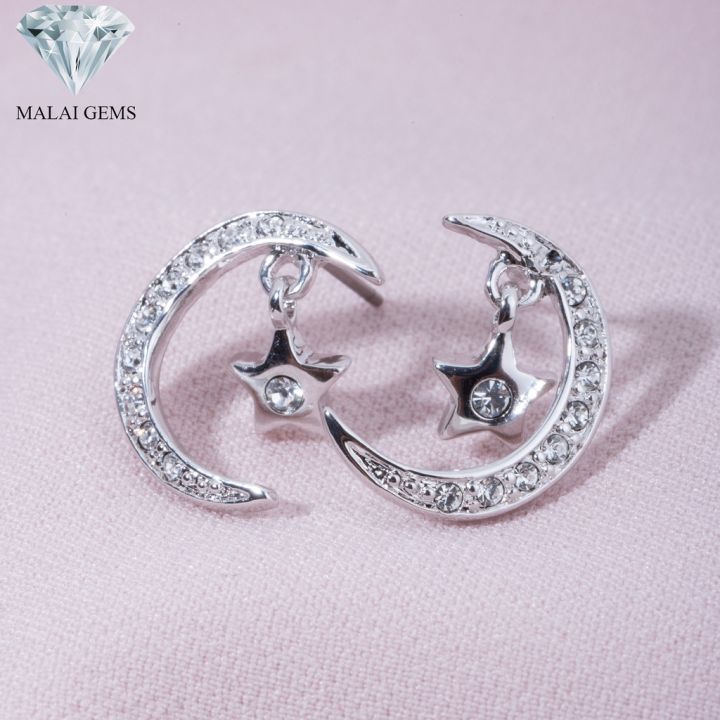 malai-gems-ต่างหูเพชร-เงินแท้-silver-925-เพชรสวิส-cz-เคลือบทองคำขาว-รุ่น-11009225-แถมกล่อง-ต่างหูcz-ต่างหูเงินแท้