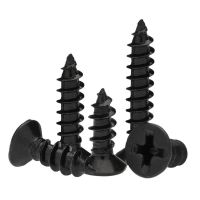 ？》：“： 500/ 200/ 100Pcs M1.2 M1.4 M1.7 M2 M2.3 M3 M3.5 M4 M5 Small Black Steel Cross Phillips Flat Countersunk Head Self Tapping Screw