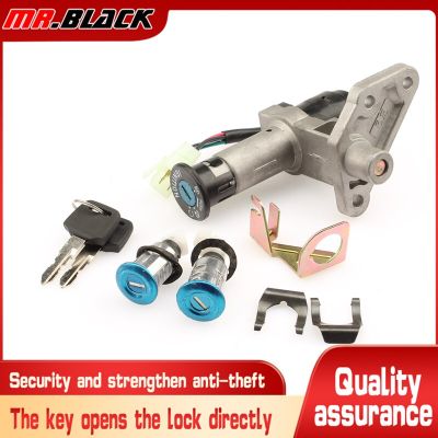 “：{}” 1 Set Motorcycle Ignition Switch & Keys Metal For 50CC 125CC 150CC GY6 Scooter 4 Pin Plug Chinese Scooter Parts
