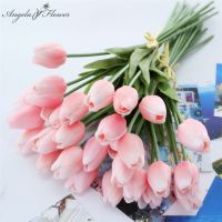 [ดอกไม้ประดิษฐ์ร้อน688] Regalos De La Flor Del Banquete De Boda 9ชิ้น/Flor เทียม De La PU Del Tulipán Rama Falso Tacero De Novia Decoración Hogar Christams