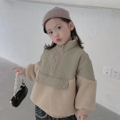 （Good baby store） Outerwear Coat Parkas O neck Collar Single Breasted Solid Regular Cotton New Fashion Simple Cute Warm Winter Autumn Girls