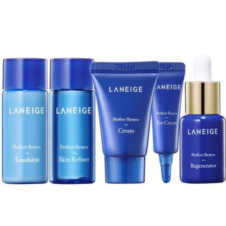 laneige-perfect-renew-trial-kit-5-items-เซ็ตผลิตภัณฑ์ดูแลผิวสวย-5-ขั้นตอน-ให้ผิวเนียนนุ่มชุ่มชื่น-พร้อมคืนความอ่อนเยาว์-ริ้วรอยต่างๆ-ดูจางลง-ด้วยคุณค่าสารสกัดจากธรรมชาตินานาชนิด