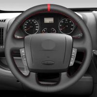 【YF】 Black Faux Leather Car Steering Wheel Braid Cover For Peugeot Boxer Citroen Jumper Relay Fiat Ducato Ram ProMaster