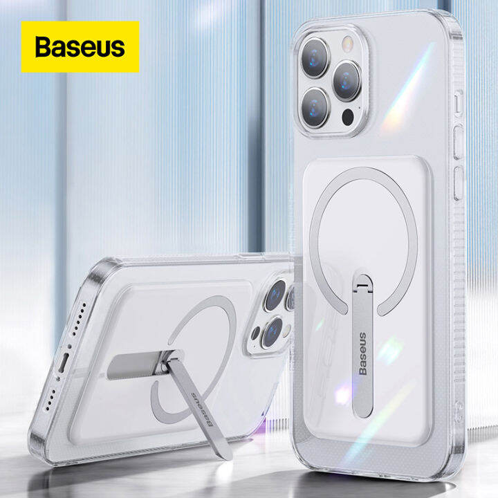 baseus-เคสโทรศัพท์แม่เหล็กพร้อมขายึดสำหรับ-iphone-13-pro-max-เคสที่วางโทรศัพท์รองรับเคสชาร์จไร้สายฝาหลัง-case