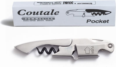 Pocket Prestige Waiters Corkscrew By Coutale Sommelier - Stainless Steel - French Patented Spring-Loaded Double Lever Wine Bottle Opener for Bartenders and Gifts