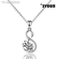 ۞☌☃ Fashion Silver color Pendant Necklace White Pink Blue Purple Crystal Swan Necklace Women New Classic With Chain