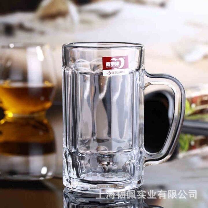 heat-resistant-transparent-thickened-glass-cup-with-handle-tie-beer-mug-oversized-tea-wholesale-can-be-customized-logo