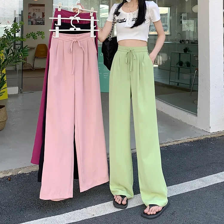 casual loose plus size wide leg pants - Pink / 3XL