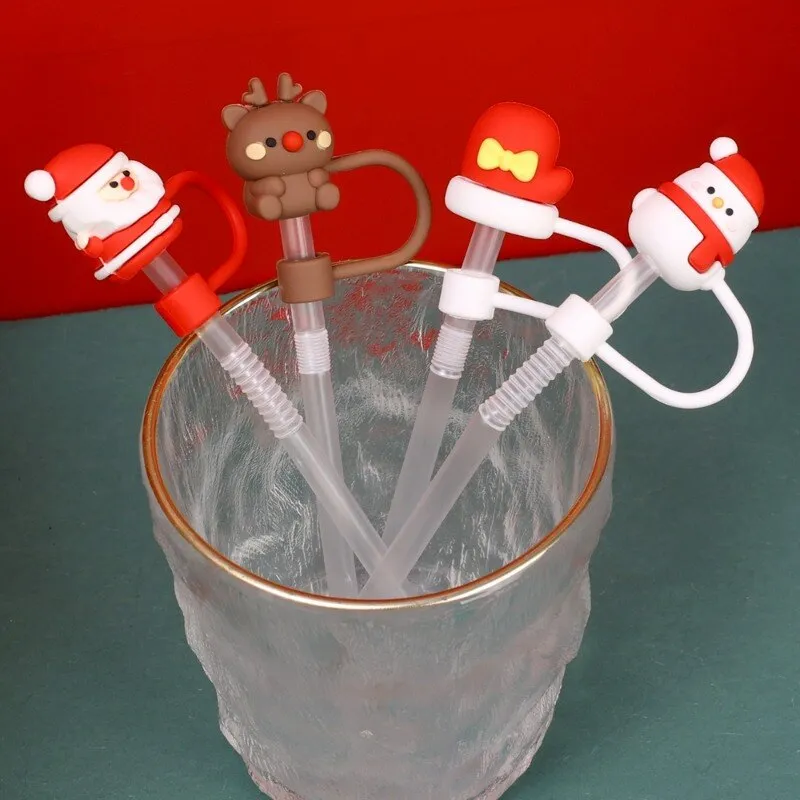 Christmas Series Dustproof Silicone Straw Cover, Reusable Splash Proof Cute  Straw Plug For Straw, Cup Accessories - Temu