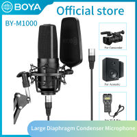 BOYA BY-M1000 Large Diaphragm Studio Condenser Microphone 24V 48V Phantom Power for Vocal Recording Podcasting Broadcasting Singing Mic