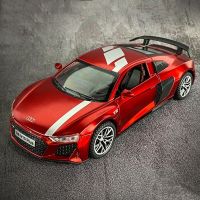 V10 R8 Audi พร้อมรถโลหะผสมซูเปอร์คาร์1:32ยานพาหนะของเล่นจำลองของสะสมเสียงและแสงรถของเล่นเป็นของขวัญวันเกิดสำหรับเด็ก