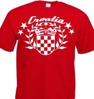 เสื้อยืดแฟชั่นแขนลำลองขาสั้นผ้าคอตตอน100% พิมพ์ลายแขนสั้น Kroatien Hrvatska Croatia