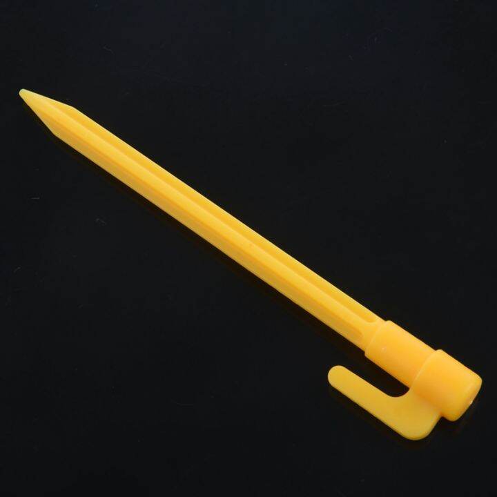 10pcs-camping-tools-plastic-tent-pegs-nails-sand-ground-stakes-outdoor-camping-tent-awning-yellow-tent-accessories