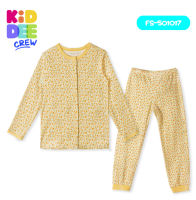 KiddeeCrew ชุดนอนเด็กผู้หญิงสีเหลืองลายอดกไม้  Girls yellow pajamas เหมาะสำหรับอายุ 1-8 ปี