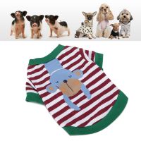 Pet Striped T-Shirt Cartoon Dogs Shirt Stripe Puppy Shirt Dog Clothes for Small and Medium Dogs