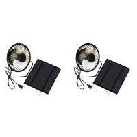 2X 5W 5V Solar Panel Powered Fan, Mini Portable Ventilation Cooling Fan 4-Inch USB Fan for Camping Yacht Dog House