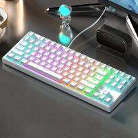 แป้นพิมพ์คริสตัลโปร่งใส K75แป้นพิมพ์แบบมีสาย82ปุ่ม Keyboard Gaming RGB แป้นพิมพ์กลไกสลับร้อน DIY ออกแบบเอง