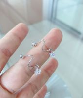 925 sterling silver needle star earrings  ต่างหูเกลียววน ห้อยดาว