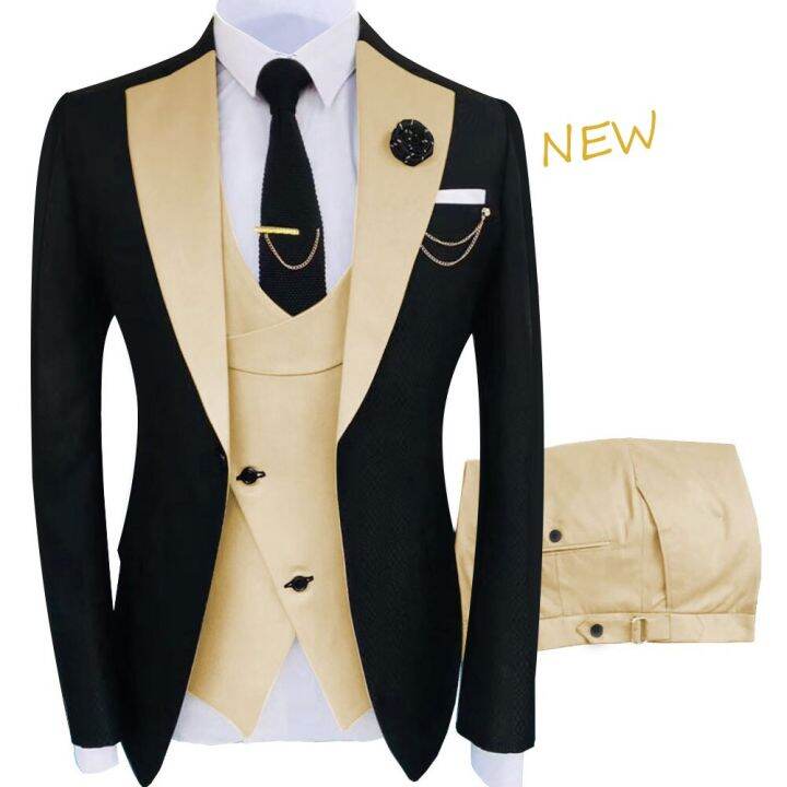 2023-มาใหม่-terno-masculino-slim-fit-blazers-ball-and-groom-suits-for-men-boutique-fashion-wedding-แจ็คเก็ต-เสื้อกั๊ก-กางเกง