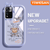 YIWESAN เคสสำหรับ Xiaomi Poco X4 NFC,เคสโทรศัพท์ลายการ์ตูนน่ารักนักบินอวกาศหมีลวดลายสุดสร้างสรรค์ขอบนุ่มโปร่งใสเคสกันกระแทกซิลิโคนเนื้อนิ่มทนทานต่อการตกหล่น