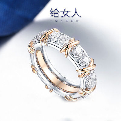 [COD] เครื่องประดับแคลิฟอร์เนียแหวน Moissanite แหวนจำลอง Moissanite แหวนทองคำขาวโรสโกลด์ X แหวนข้ามแหวน Li Jiaqi