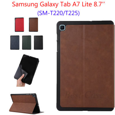 เคสแฟชั่นแบบเรียบง่ายสำหรับ Samsung Galaxy Tab A 7 Lite 8.7 SM-T220 SM-T225 Galaxy Tab A เคสหนัง PU โทรศัพท์มือถือ7 Lite 8.7นิ้วเคส T225 T220 PU ฝาครอบแท่นวางที่ทำจากหนังป้องกันเหงื่อ