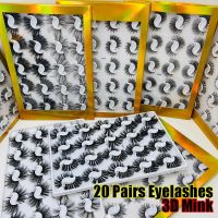 VEXSTO SKONHED 20 Pairs Mixed ความงาม แฮนด์เมด เครื่องมือแต่งหน้าตา ขนตาปลอม 3D Faux Mink หนายาว ปุยปุย