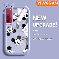 YIWESAN เคสสำหรับ Huawei Nova 7 Pro เคสกระแสแฟชั่นแบรนด์ Mickey Mouse Softcase น่ารัก Tpu ใสกรอบสีเคสกันกระแทกกล้อง