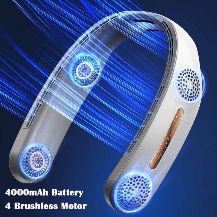 4000mah Big Battery Neck Fan Bladeless Hanging Mini Fan Mobile Air ...